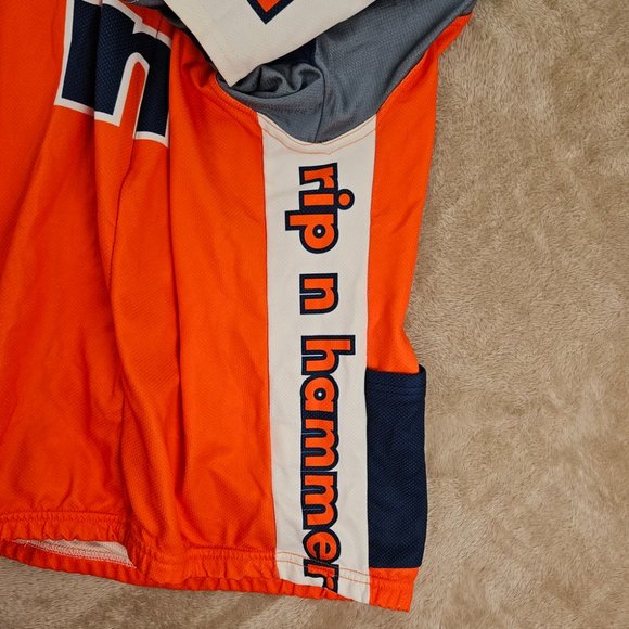 rnh bike Cycle 3/4 Zip Cycling Jersey Men's Size L Orange T-Shirt Short Sleeve - Picture 8 of 10